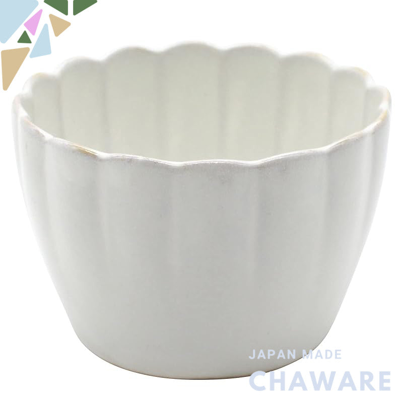aito Seisakusho "Hana" 9cm Seto Ware Small Cup/Bowl - Microwave & Dishwasher Safe, Silver Leaf, Made in Japan