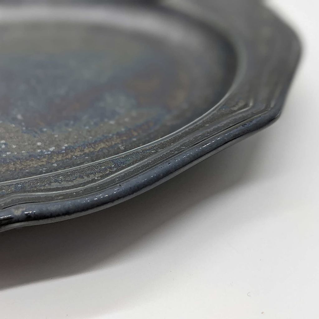 Mino Ware "Cadre" Oval Relief Ceramic Plate – Microwave-Safe, Made in Japan