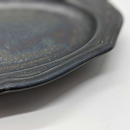 Mino Ware "Cadre" Oval Relief Ceramic Plate – Microwave-Safe, Made in Japan