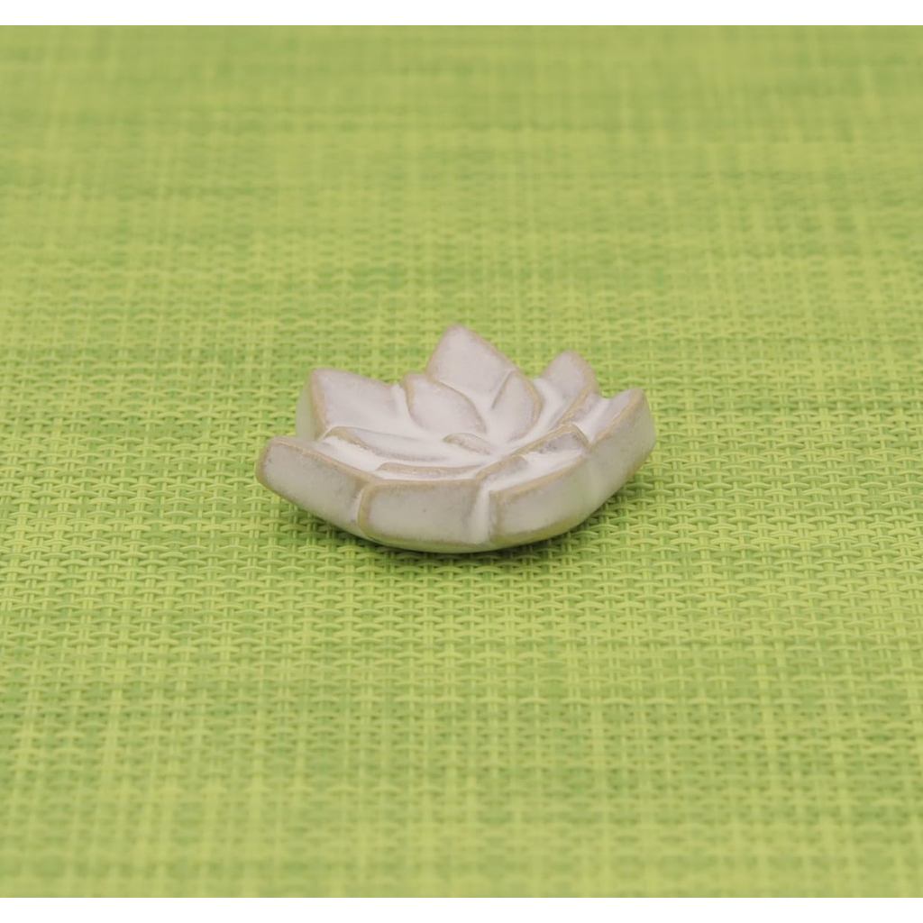 Craftsman House Ceramic Chopstick Rest, White Glaze Lotus Design, Made in Japan (Setoyaki) Tableware