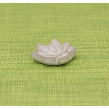Craftsman House Ceramic Chopstick Rest, White Glaze Lotus Design, Made in Japan (Setoyaki) Tableware
