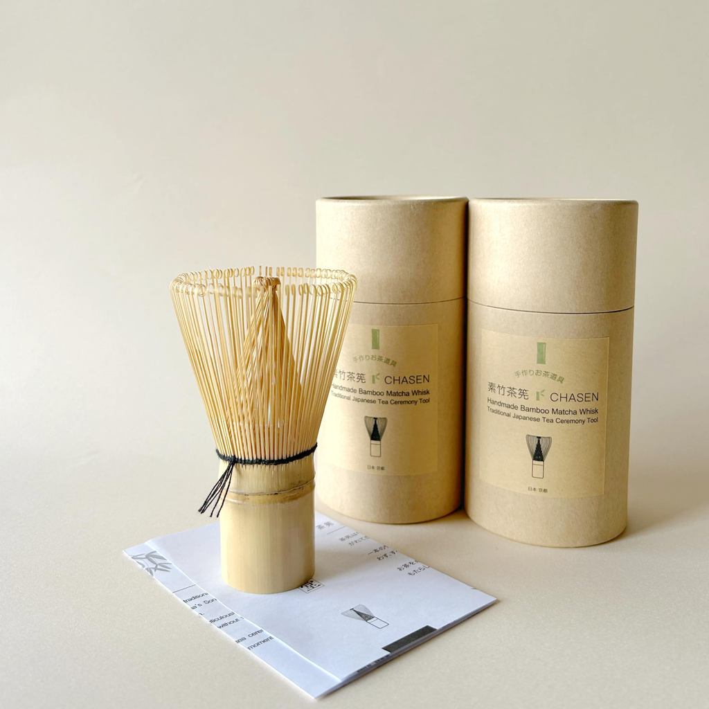 Matcha Whisk (100 Prongs) - Made in Japan, Natural Bamboo, Perfect for Frothing Matcha and Tea Ceremony Practice, Includes Protective Case and Trilingual Instructions, Kyoto Koryodo.