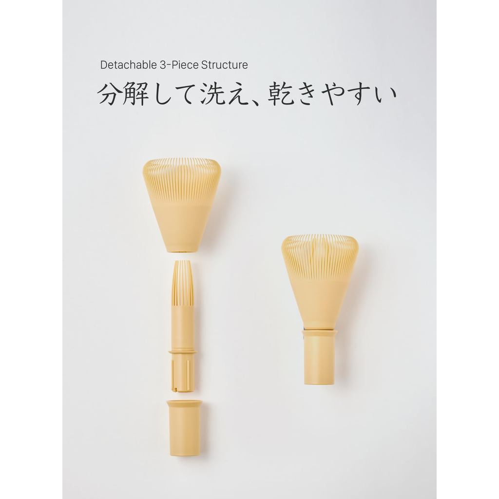 Japanese Tea Whisk, Made in Japan, 100 Stems, White Bamboo Color, Unbreakable Resin, Ideal for Tea Ceremony Practice and Matcha Lattes