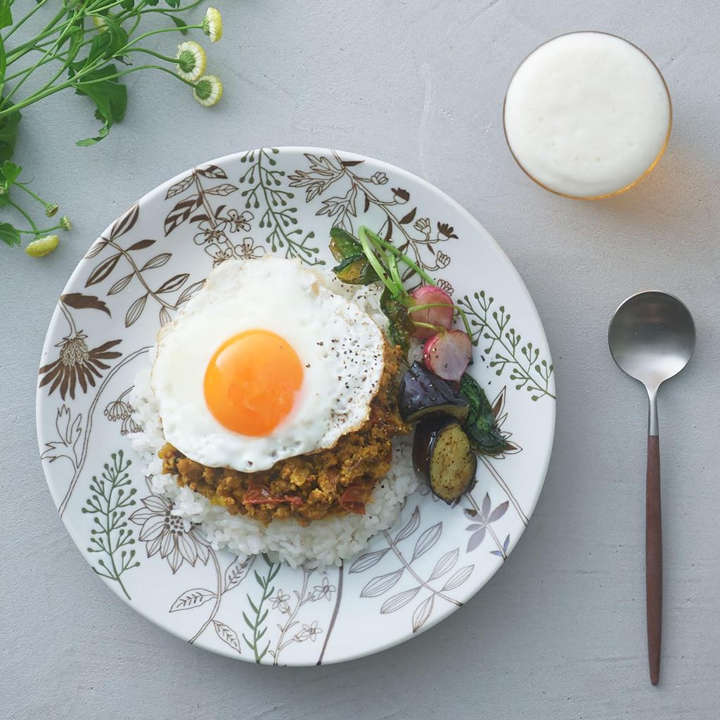 Aito Seisakusho Flower Pattern Lightweight Mino-yaki Pasta Plate 23cm Dishwasher & Microwave Safe