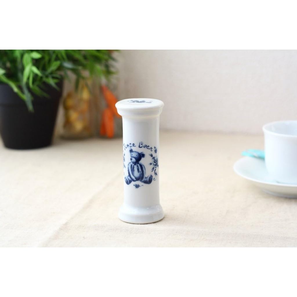 cerapockke Rose Bear 3-Minute Hourglass, Made in Japan Seto Ware Tea Timer for Herb & Black Tea
