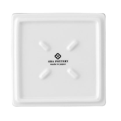 ODA POTTERY "Kissho" Mino Porcelain Plates — White Seigaiha Wave Pattern, Microwave & Dishwasher Safe Japanese Tableware