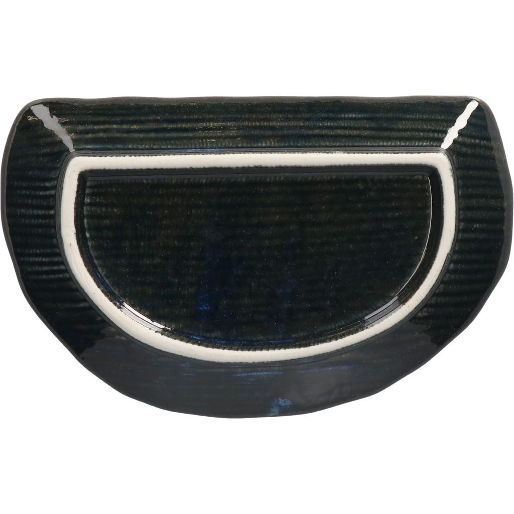 Mino Ware Half-Moon Long Plate – White Slip-Glazed, Dishwasher & Microwave Safe, Made in Japan