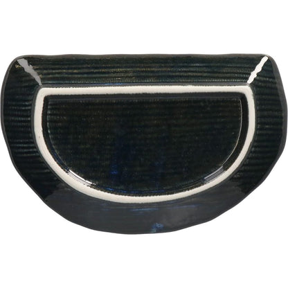 Mino Ware Half-Moon Long Plate – White Slip-Glazed, Dishwasher & Microwave Safe, Made in Japan