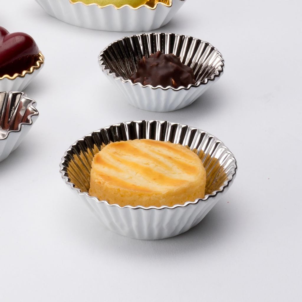 Floyd Candy Cup (L) 8cm Small Dish Set of 2 - Silver Mini Plates / Soy Sauce Dishes, Japan