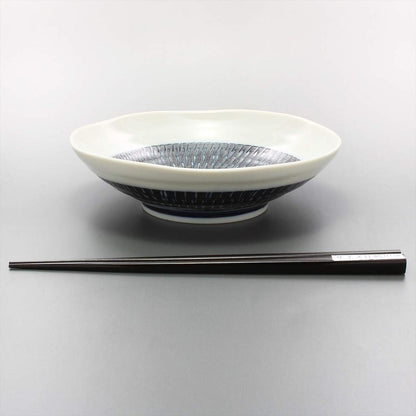 Mino Ware Tobikanna Indigo Bowl 17cm×5cm Lightweight Deep Dish Microwave & Dishwasher Safe Japan