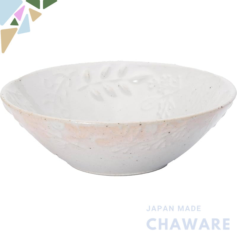 Aito Leaf Gohon-te 14cm White Seto Ware Salad/Side Bowl Microwave & Dishwasher Safe Made in Japan