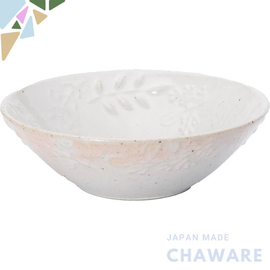 Aito Leaf Gohon-te 14cm White Seto Ware Salad/Side Bowl Microwave & Dishwasher Safe Made in Japan