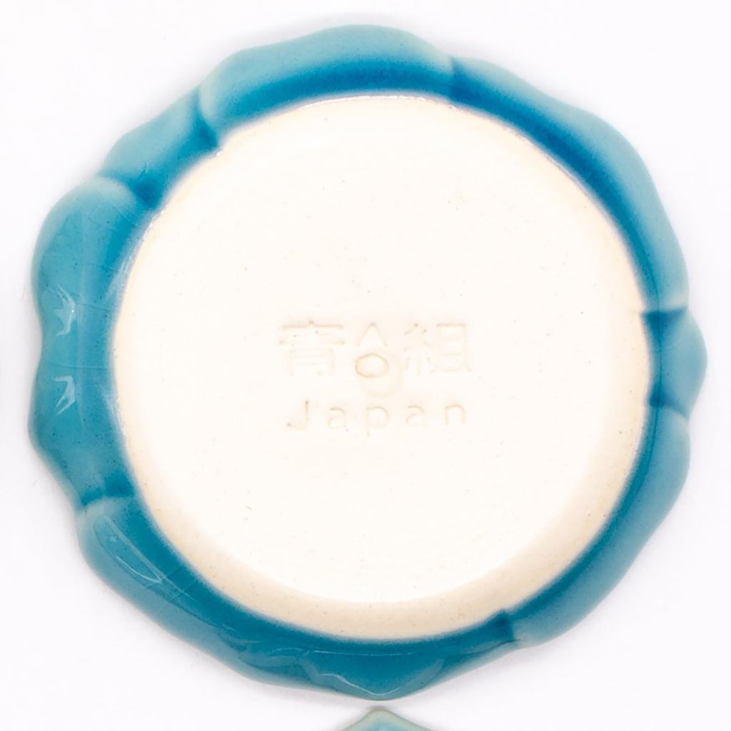 aito 'Katachi' 8cm Mini Plate Button Asagi Blue Seto-Yaki Ceramic - Microwave/Dishwasher Safe, Japan