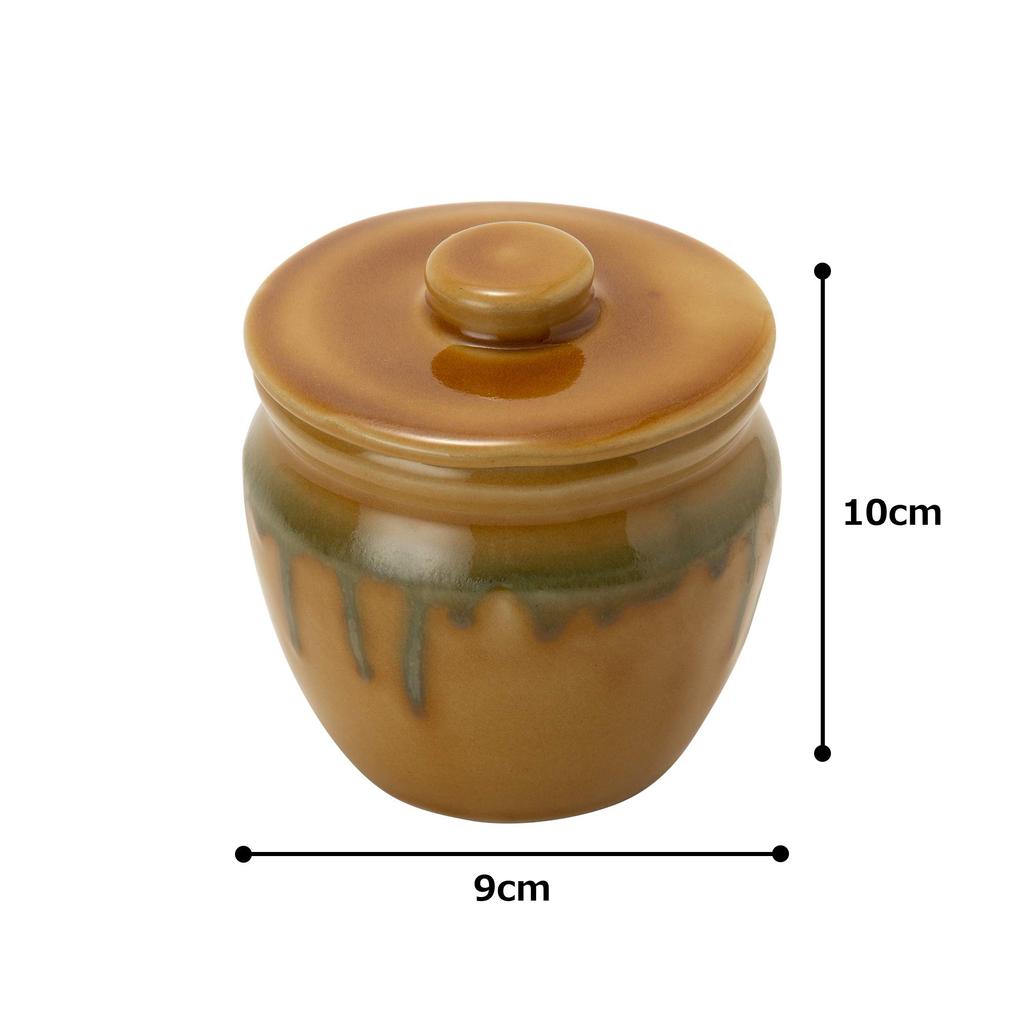 TAMAKI Made in Japan Mini Storage Jar - Kiseto Yellow Glaze, Diameter 8.8cm x Height 9.5cm, 240ml