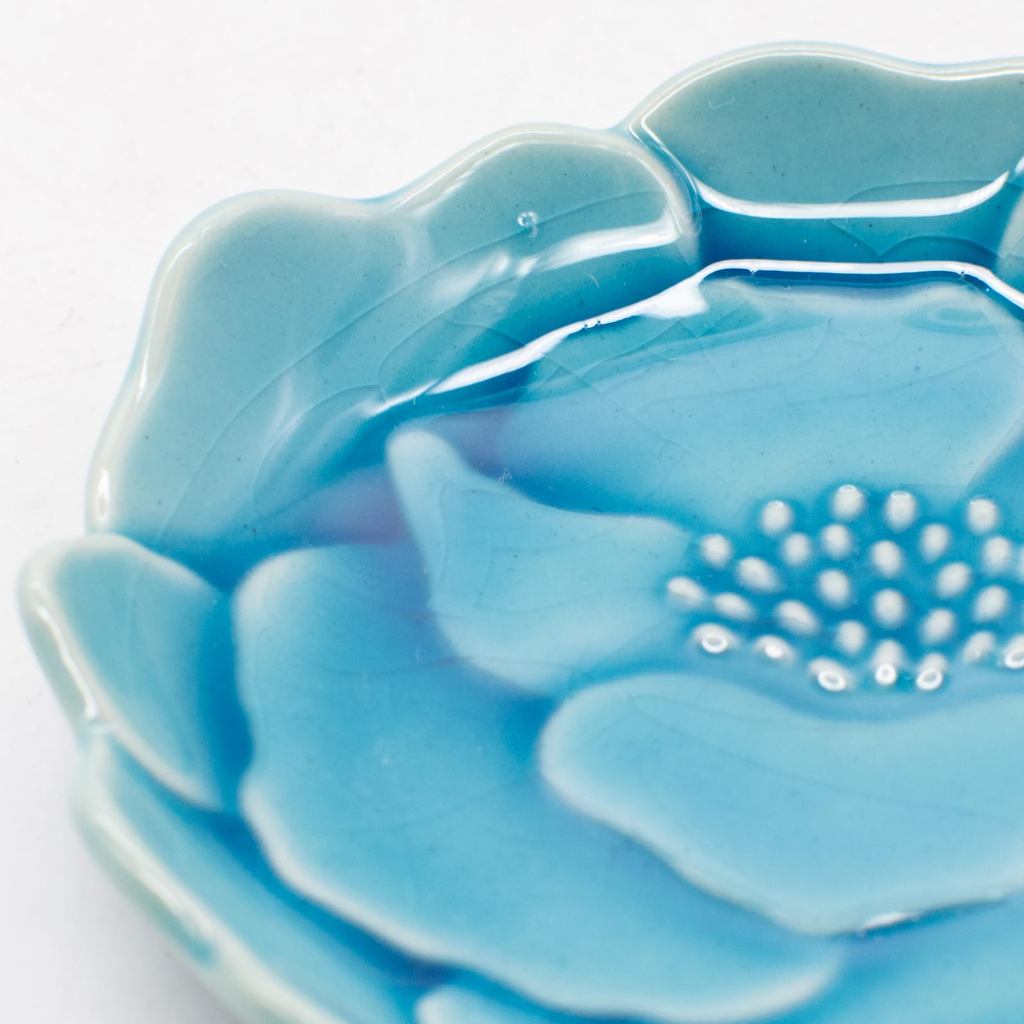 aito 'Katachi' 8cm Mini Plate Button Asagi Blue Seto-Yaki Ceramic - Microwave/Dishwasher Safe, Japan