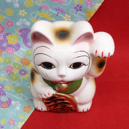 Left-Paw Maneki Neko Piggy Bank - Seto Ware Ceramic Lucky Cat Coin Bank, Made in Japan