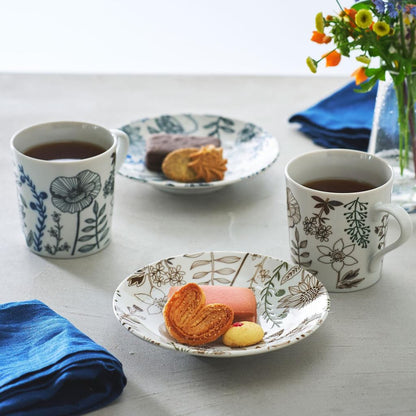aito Flower Pattern Lightweight Plate 16cm Mino-yaki Dishwasher/Microwave Safe White Sepia Brown