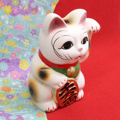 Left-Paw Maneki Neko Piggy Bank - Seto Ware Ceramic Lucky Cat Coin Bank, Made in Japan