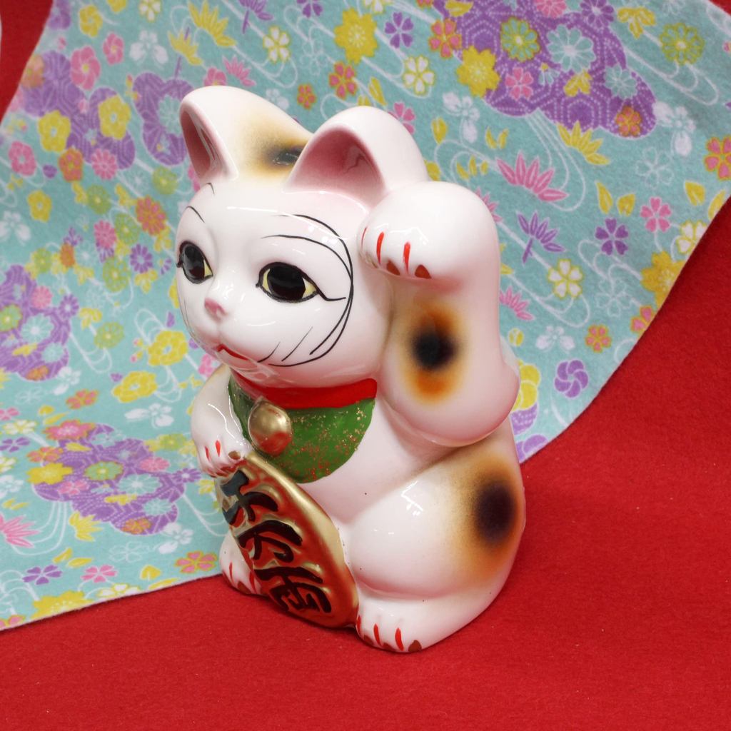 Left-Paw Maneki Neko Piggy Bank - Seto Ware Ceramic Lucky Cat Coin Bank, Made in Japan