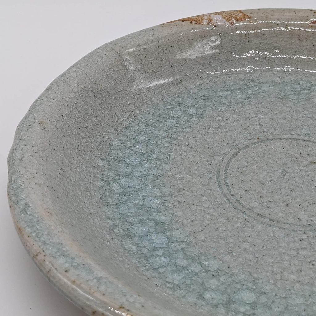 Utsuwa Roan Seto-yaki Shinsen 25cm Curry & Pasta Plate Iga Ash Glaze Gray Made in Japan