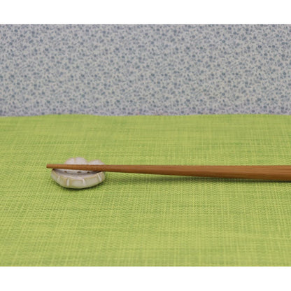 Craftsman House White-Glazed Ceramic Floral Chopstick Rest, Seto Ware (Made in Japan)