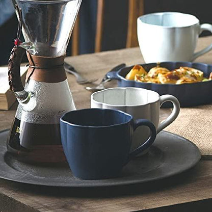 Matte flower-shaped 360ml mug, light-blue Mizuhada Seto-yaki pottery, Made in Japan Renewed 2025