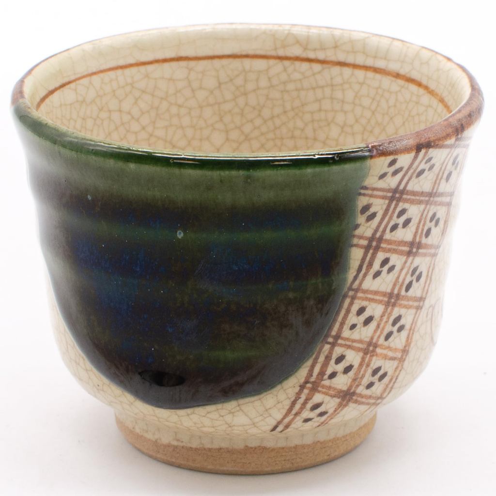 Seto Oribe Gourd Yunomi Sencha Cup 7.5x6.5cm 150ml Green Microwave/Dishwasher Safe Japan