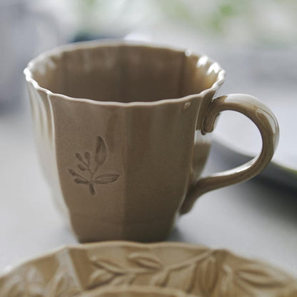 Antique Olive Relief Mug 300ml Seto Ware 9x8.4cm Microwave/Dishwasher Safe Japan-made Gift 2025
