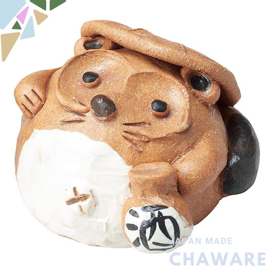 Marui Seito Shigaraki Hechimon Ceramic Tanuki Figurine, Puffy Brown/Black, Small & Large, Male/Female, Made in Japan