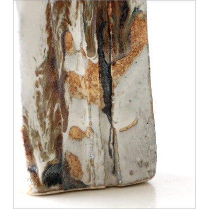 Ceramic Seto-yaki Square Flower Vase Japanese-made Glazed White Namako 6×6×13.5cm Tokonoma/Entry