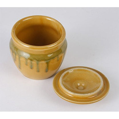 TAMAKI Made in Japan Mini Storage Jar - Kiseto Yellow Glaze, Diameter 8.8cm x Height 9.5cm, 240ml