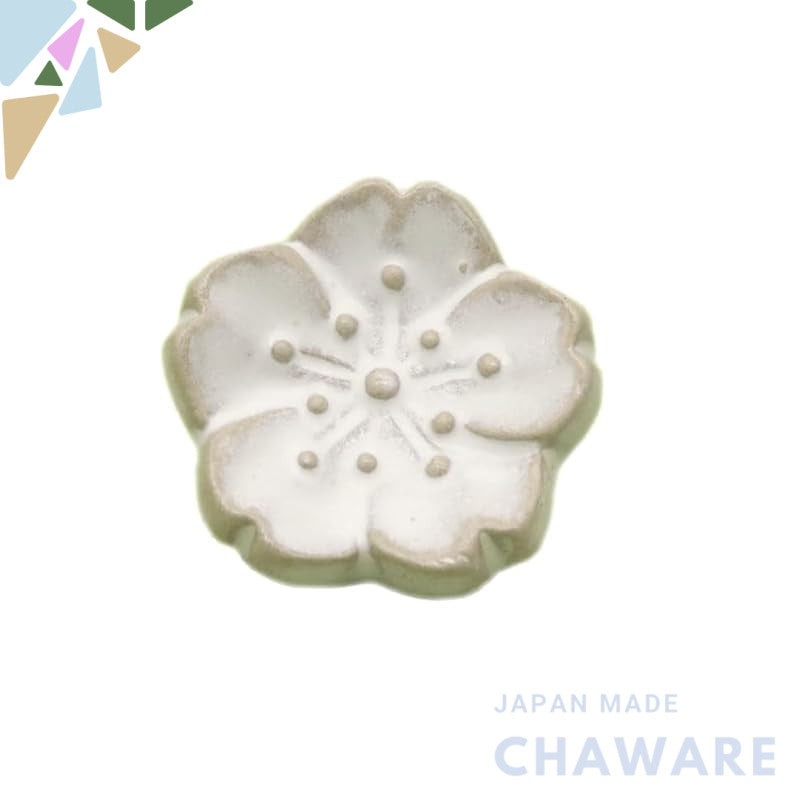 Craftsman House White-Glazed Ceramic Floral Chopstick Rest, Seto Ware (Made in Japan)