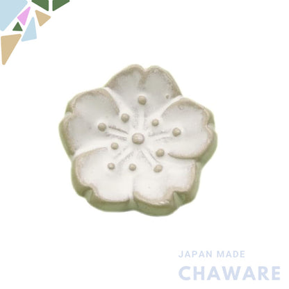 Craftsman House White-Glazed Ceramic Floral Chopstick Rest, Seto Ware (Made in Japan)