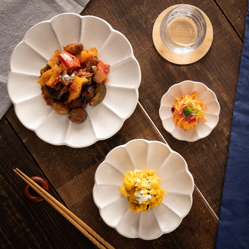 TATARA Rinka Cloth-Textured Kohiki Porcelain Tableware – Mino Ware, Microwave & Dishwasher Safe, Made in Japan