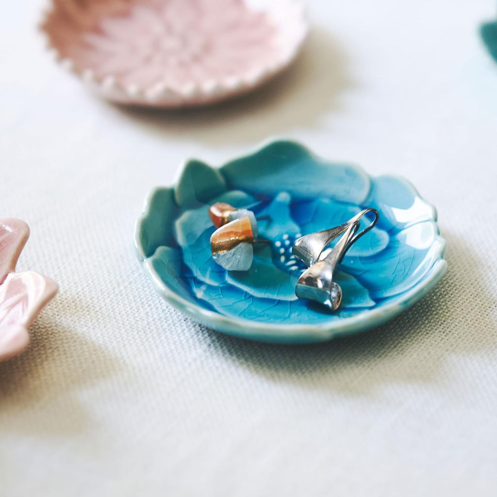 aito 'Katachi' 8cm Mini Plate Button Asagi Blue Seto-Yaki Ceramic - Microwave/Dishwasher Safe, Japan