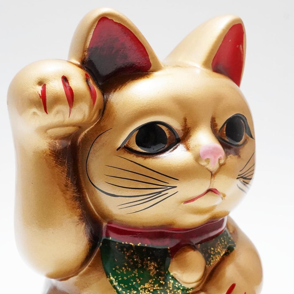 Seto-Yaki Hand-Painted Ceramic Maneki Neko Piggy Bank - 6.3-inch Japanese Lucky Cat Figurine for Home Decor, Good Fortune and Prosperity
