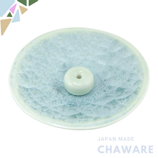 Toan Kiln Kiyomizu-Yaki Ceramic Incense Holder Set — Flower Crystal Design, 9.5cm, Made in Japan