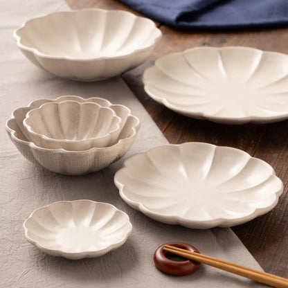 TATARA Rinka Cloth-Textured Kohiki Porcelain Tableware – Mino Ware, Microwave & Dishwasher Safe, Made in Japan
