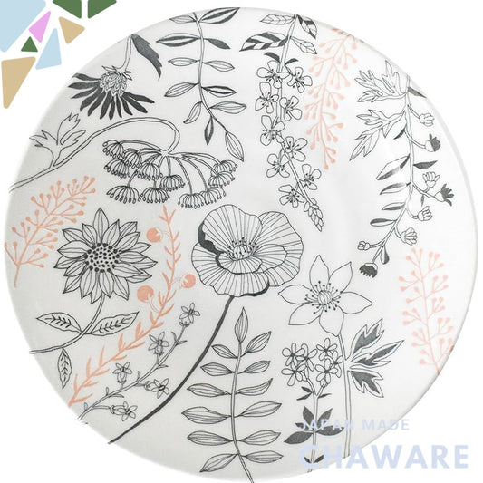 Aito Seisakusho Flower Plate L 23cm Lightweight Gray Mino-yaki Ceramic Microwave & Dishwasher Safe