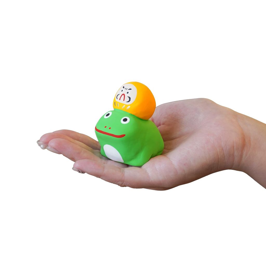 COTONOHA Seto-yaki Frog Daruma Figurine - Handmade Japanese Lucky Pottery Ornament, Small 6.08 cm, Made in Japan