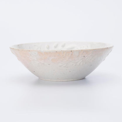 Aito Leaf Gohon-te 14cm White Seto Ware Salad/Side Bowl Microwave & Dishwasher Safe Made in Japan