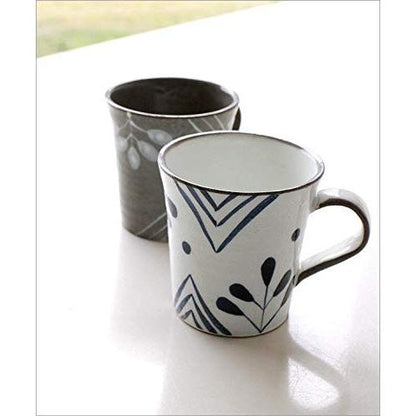 Japanese Wa-Modern Indigo Five-Leaf Seto-Ware Ceramic Mug — Made in Japan