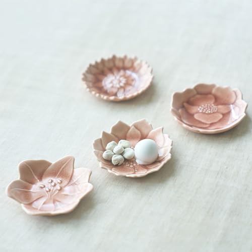 aito "Katachi" Small 7cm Plate - Dahlia Coral Pink Seto-yaki, Microwave & Dishwasher Safe, Japan
