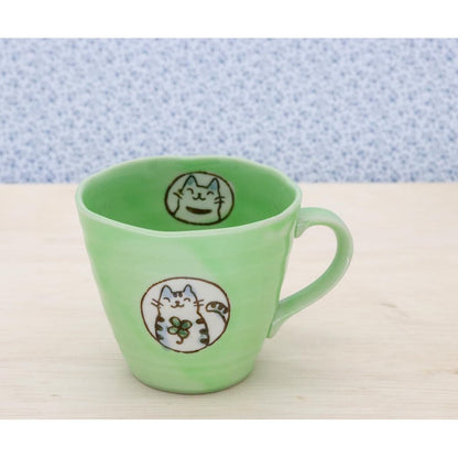 Craftsman House Seto-Yaki Ceramic Mug – Feng Shui Green Cat for Health Luck, Made in Japan