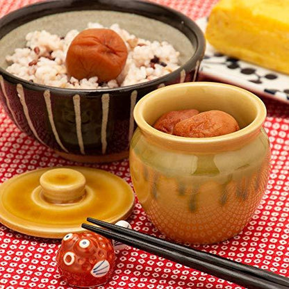TAMAKI Mini Ceramic Storage Jar Yellow Seto Glaze 120ml 6.8×8.2cm Made in Japan T-534892