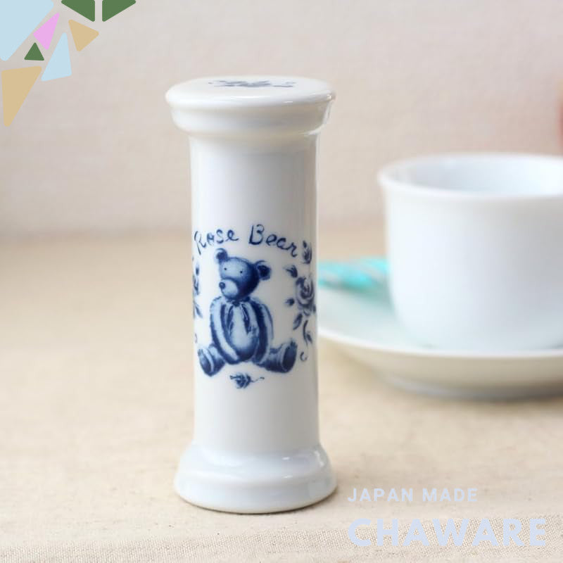 cerapockke Rose Bear 3-Minute Hourglass, Made in Japan Seto Ware Tea Timer for Herb & Black Tea