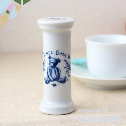 cerapockke Rose Bear 3-Minute Hourglass, Made in Japan Seto Ware Tea Timer for Herb & Black Tea
