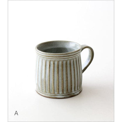 Rococo Seto Ware Ceramic Coffee Mug 200ml — Japanese-Made Modern Shinogi Ridged Design, Microwave & Dishwasher Safe (11×8×8 cm)