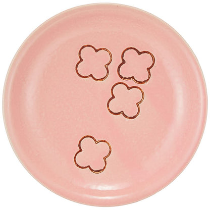 Seto-yaki Cross Flower 5-Piece 15cm Pink Ceramic Plate Set – Microwave Safe, Made in Japan