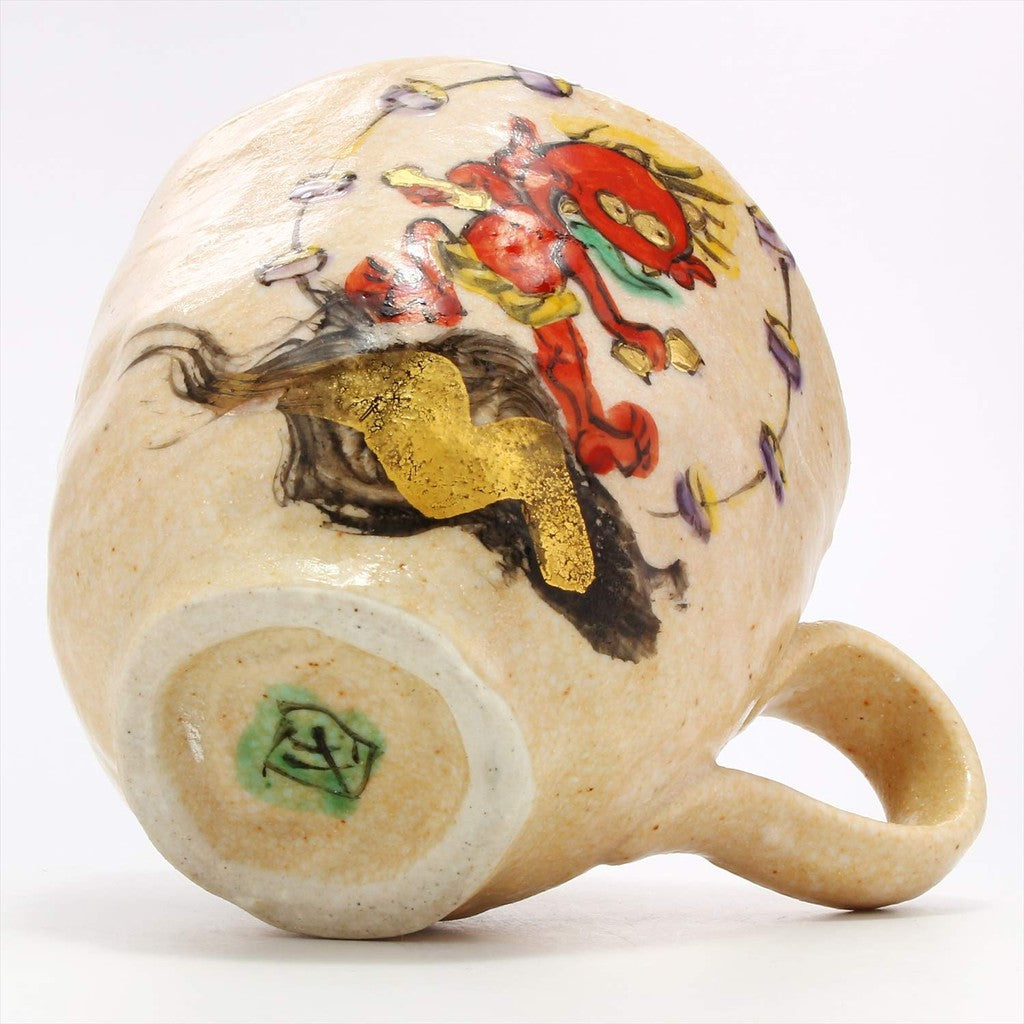 [made in japan] Mino Ware Kazuto Wada Raijin Mug with Decorative Box, Model 105-0019 – Traditional Japanese Craftsmanship Ideal for Collectors and Gifts
